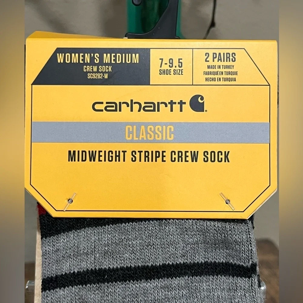 Carhartt Classic Mid-weight Stripe Crew Socks, two pair, new!